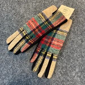 Brand New L.I.B. Autumn Scottish Black Red Tan Plaid Winter Ski Snow Gloves